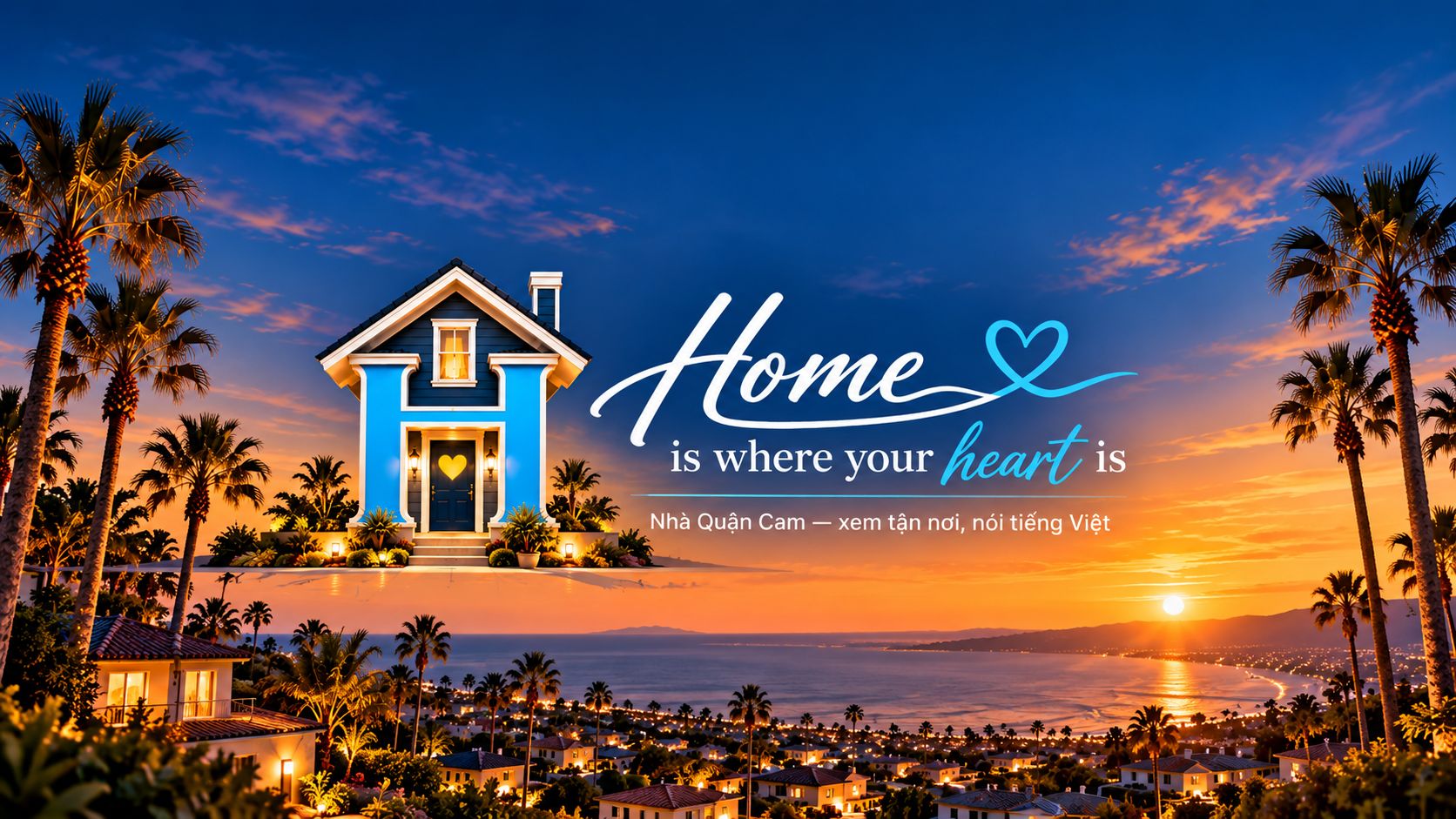 Ngôi nhà chữ H của Duong Home Team bên bờ biển Quận Cam lúc hoàng hôn — Home is where your heart is